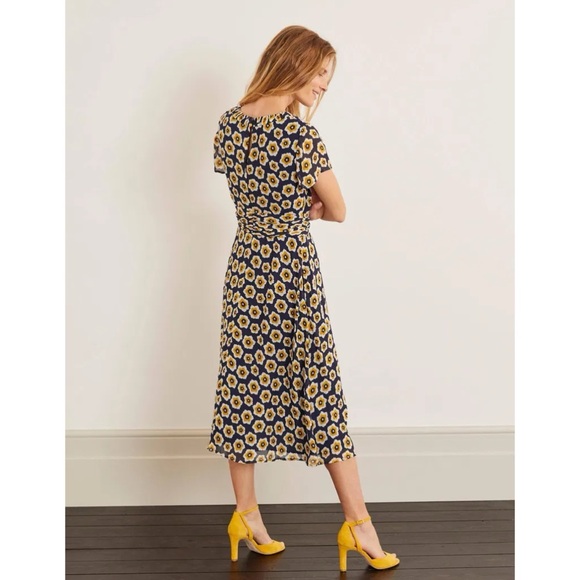 Boden Navy and Yellow Floral Midi Dress - Picture 5 of 13